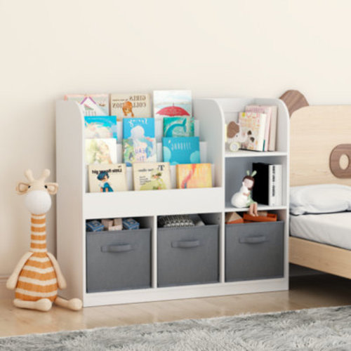 Wrought Studio Kids Bookcase And Bookshelf, Multifunctional Bookcase With 3 Collapsible Fabric Drawers, Bookcase Display Stand, Toy Storage Organizer For Bedroom, Playroom, Hallway | Wayfair