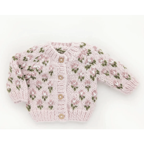 Bitty Blooms Blush Knit Cardigan Sweater
