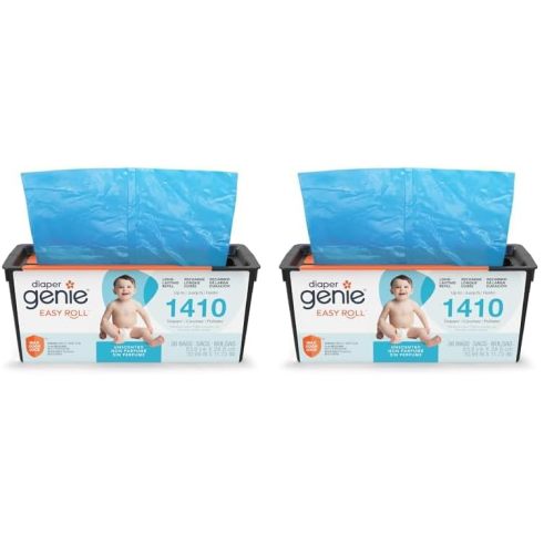 Diaper Genie Easy Roll Refill | 30 Bags Per Refill | Holds Up to 1410 Newborn Diapers | Odor Control | Diaper Pail Refill Bags | Fits Diaper Genie Signature & Platinum Pails (Pack of 2)