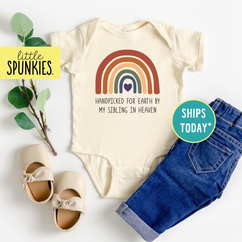 Vintage Rainbow Baby, Handpicked for Earth By My Sibling in Heaven Natural Onesies® Brand, Sibling in Heaven