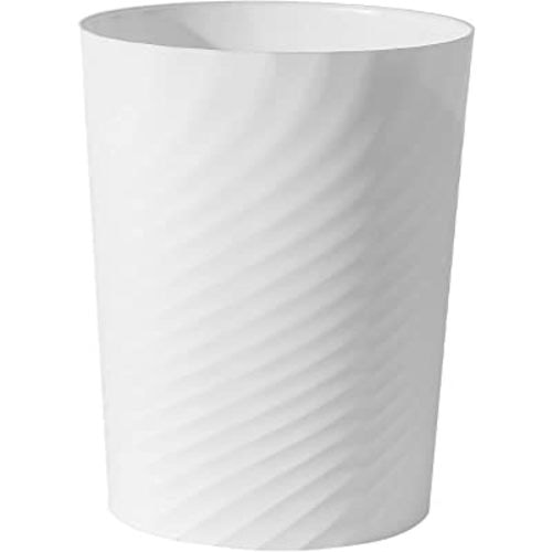 Plastic Small Trash Can Wastebasket, Garbage Container Basket for Bathrooms, Laundry Room, Kitchens, Offices, Kids Rooms, Dorms, (White, 1.8 gallon)