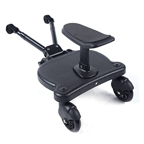 Universal Stroller Board, 2-in-1 Sitting Standing Stroller Rider Board with Detachable Seat Pram Pedal Adapter for Most Strollers, Holds Children Up to 55Lbs 3-7 Years