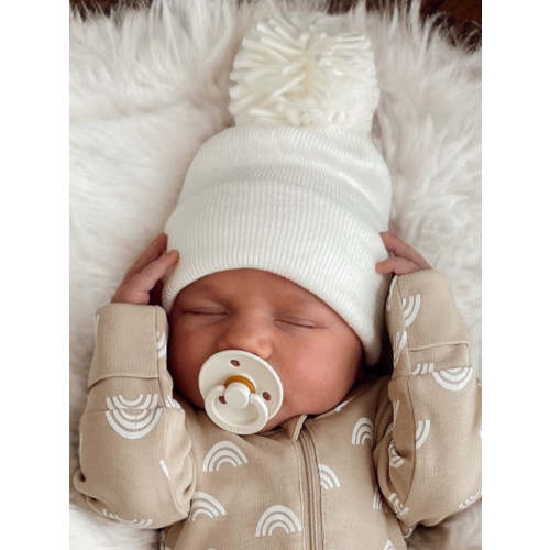 Baby's First Hat, Warm White Pom