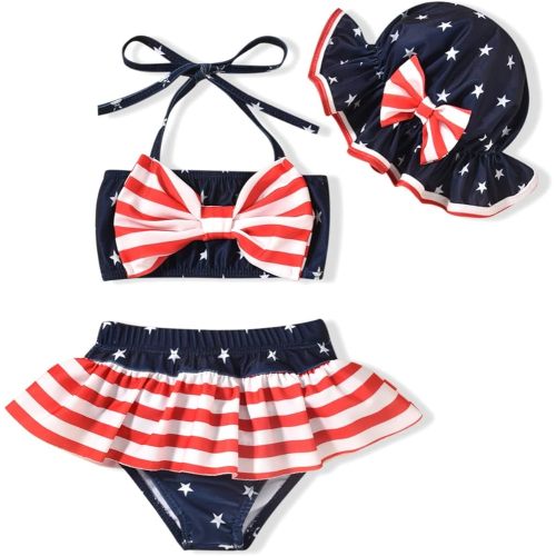 Aalizzwell Baby Girl 2-Piece Bikini Swimsuit with Hat