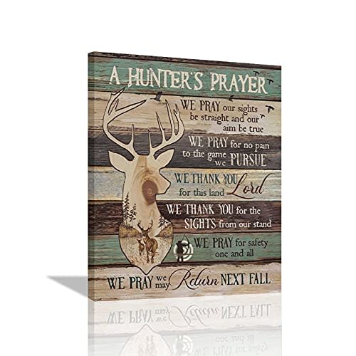 A Hunter's Prayer Deer Wall Art Deer Picture Wall Decor Inspirational Quotes Canvas Painting Poster Artwork Farmhouse Vintage Style Sign Framed Modern Home Decoration for Living Room Bedroom Kitchen