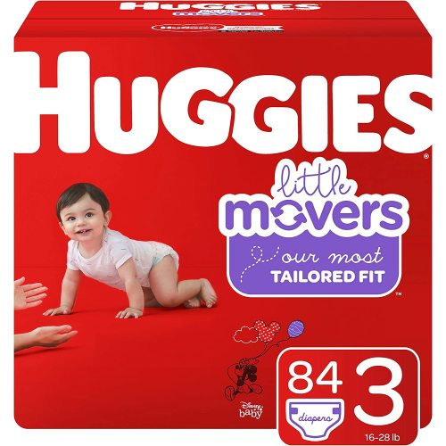 Huggies Little Movers Size 3 Baby Diapers, 84 Ct, Giga Jr Pack, Leak Lock System, Dry Touch Liner