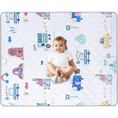 Baby Play Mat, Soft Baby Floor Mat, 71’’ x 59’’ Thicker Foam Play Mat Foldable Baby Playpen Mat Crawling Mat for Babies, Toddlers, Car Design