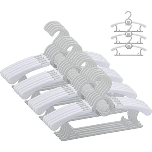 Baby Hangers for Nursery Closet,JSF Infant Hanger 20 Pack Grey Non-Slip and Extendable Plastic Children's Newborn Baby Hangers 11"-14" Adjustable Children Coat Hanger for Girl Boy Toddler Kids Hanger