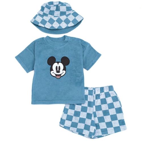 Disney Mickey Mouse Newborn Baby Boys T-shirt Shorts And Hat 3 Piece Blue Newborn