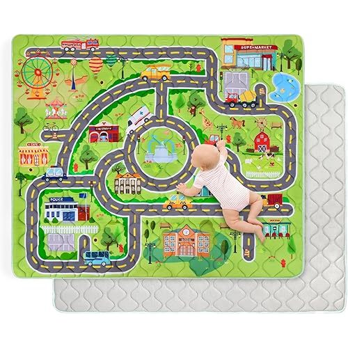 Baby Play Mat, Toodler Floor Mat 59 x 71 inch, Extra Thick Foam Non-Slip Washable,Crawling Cushion for Tummy Playing
