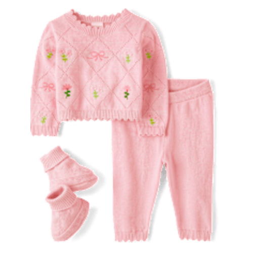 Baby Girls Embroidered Long Sleeve Sweater Pants And Booties 3-Piece Outfit Set - Homegrown by Gymboree - PINK | Gymboree