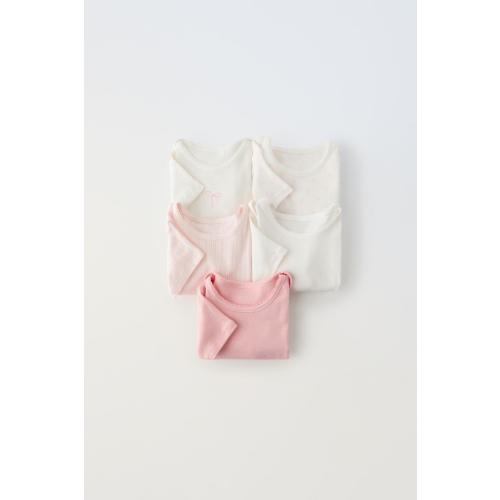 FIVE PACK OF BODYSUITS WITH BOWS - Pink | ZARA United States