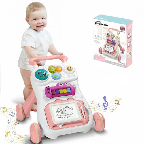 Baby Push Walker, HDJ Toddler Learning to Walk Activity Center, for Infant 6 Months+ ,Pink