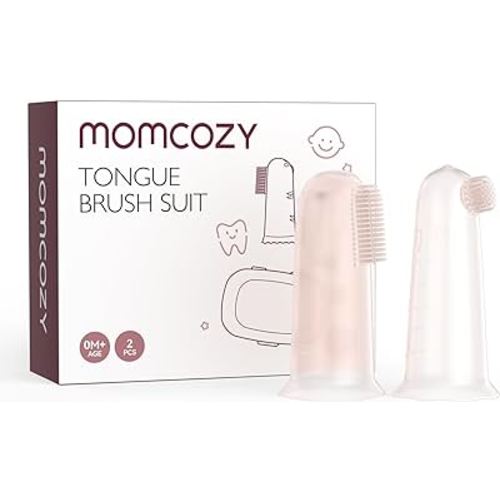 Momcozy Silicone Finger Toothbrush for Baby, Baby Finger Toothbrush for Training Teething, Infant Toothbrush, Toddler Toothbrush Baby Oral Cleaner, 2 Pcs