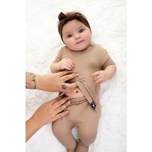 Front Opening Ready Set Romper® in Ribbed Sandstone