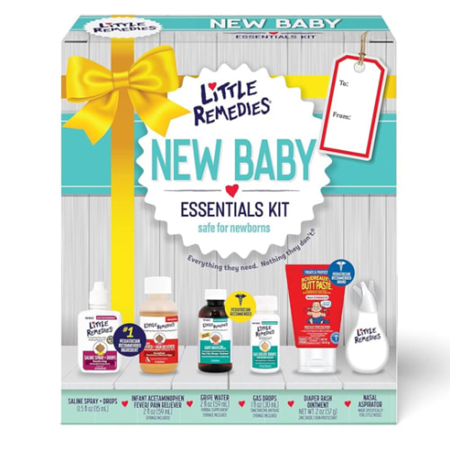 Little Remedies, New Baby Essentials Kit, 6 Newborn Essentials, Saline Nasal Spray, Gas Relief Drops, Gripe Water, Fever Reliever, & Diaper Ointment