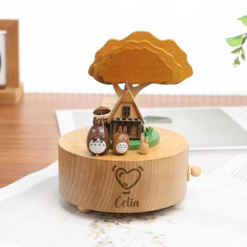 Wooden Totoro Rotating Music Box – Totoro Home Decor,Anime Music Box,Custom Newborn,Birthday Gift, Baby Shower,Mothers Day Gift,Couple Gift