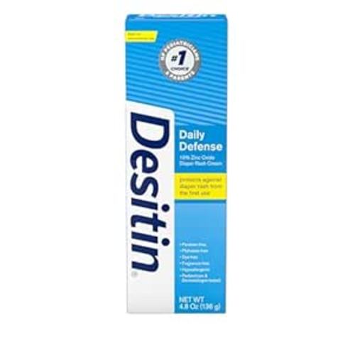 Desitin Daily Defense Baby Diaper Rash Cream with Zinc Oxide to Treat, Relieve & Prevent diaper rash, Hypoallergenic, Dye-, Phthalate- & Paraben-Free, 4.8 oz