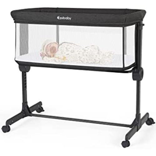 Ezebaby Baby Bassinet, Bedside Bassinet for Baby, Portable Baby Bassinets Bedside Sleeper for Newborn Baby Infants with Adjustable 7 Heights and All Mesh Sides, Mattress & Sheet Included