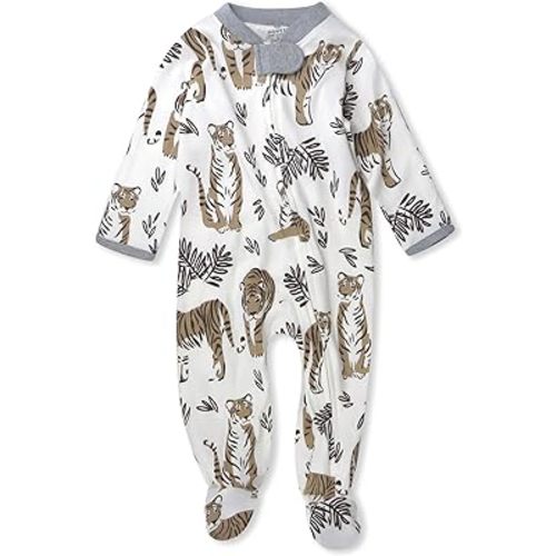 HonestBaby Sleep and Play Footed Pajamas One-Piece Sleeper Jumpsuit Zip-front PJs Organic Cotton for Baby Boys, Unisex