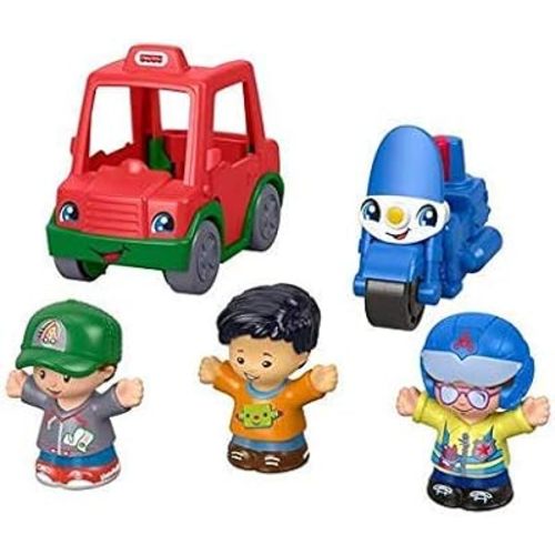 Fisher-Price Little People Share & Care Vehicle Gift Set with Police Motorcycle and Pizza Delivery Car