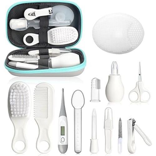 Baby Healthcare and Grooming Kit, Portable Baby Safety Care Set, Baby Essentials kit for Newborn(Grey White 13 in 1)
