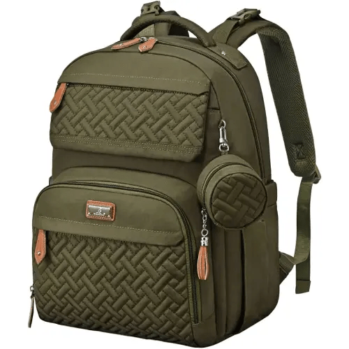 BabbleRoo Diaper Bag Backpack, Travel Backpack with Changing Pad, Pacifier Case & Stroller Straps, Multifunction, Waterproof, Unisex – Army Green