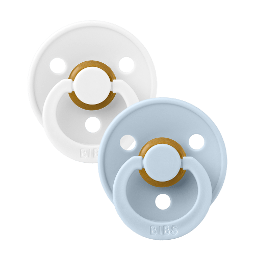 Bibs Pacifier 2 Pk - White/Baby Blue