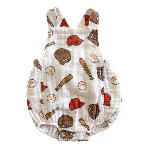 Muslin Retro Sunsuit, Baseball