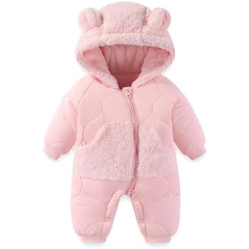 JiAmy Baby Snowsuit Winter Romper Hooded Boys Girls Jumpsuit Bear Thick Windproof Cap Infant Winter Clothes