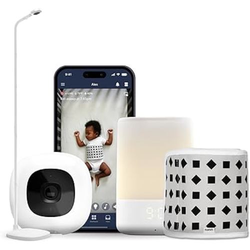 Nanit Essentials Smart Baby Monitor with Floor Stand – 1080p HD Wi-Fi Camera, Sensor-Free Breathing Monitoring, Sleep Tracking, Two-Way Audio, Night Vision, Motion & Cry Notifications, White