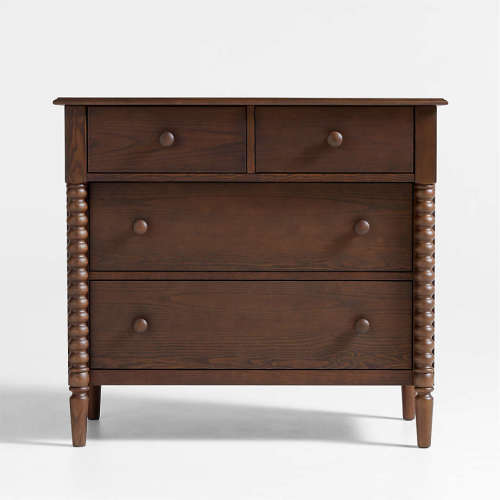 Jenny Lind Deep Brown Wood Narrow 4-Drawer Kids Dresser