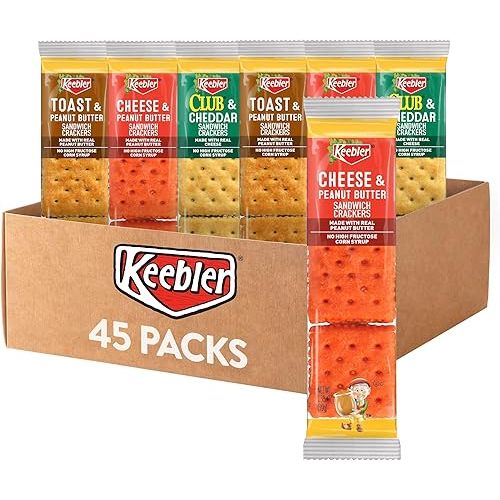 Keebler Sandwich Crackers, Single Serve Snack Crackers, Lunch Snacks, Variety Pack (45 Packs)