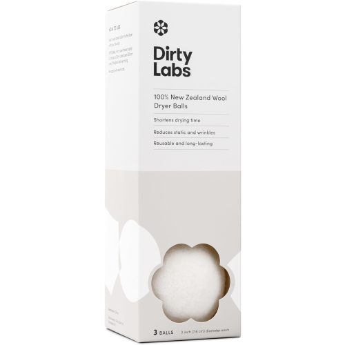 Dirty Labs | 100% New Zealand Wool Dryer Balls | 3 Balls | Shorten Drying Time | Reduce Static & Wrinkles | Dryer Sheet & Fabric Softener Alternative - New Packaging