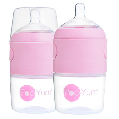 PopYum 5 oz Anti-Colic Formula Making Baby Bottle 2-Pack - Pink