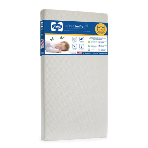 Sealy Baby Butterfly Premium Foam Breathable Baby Crib Mattress & Toddler Bed Mattress, GREENGUARD Gold Certified, Made in USA, 52" x 28" & Reviews | Wayfair
