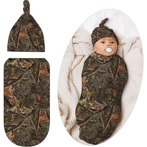 Camo Swaddle Blanket Soft Sleeping Bag, Swaddling Sacks for Newborn Baby Unisex Camo Baby Stuff
