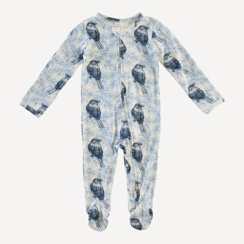 long sleeve two way zipper footie | house sparrow | bamboo