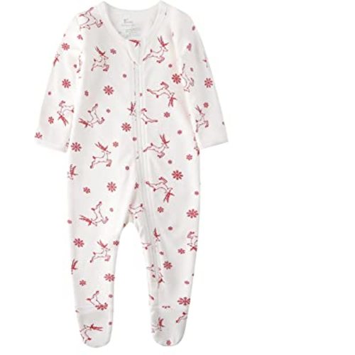 O2 BABY Baby Boys Girls Organic Cotton Zip-Front Sleeper Pajamas, Footed Sleep 'n Play