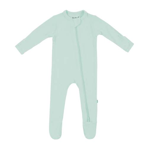 Ribbed Zipper Footie in Sage - 6-12 month