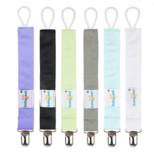 Babygoal Pacifier Clips, 6 Pack Pacifier Holder for Boys and Girls Fits for Most Pacifier Styles & Baby Toys and Baby Gift 6MP15