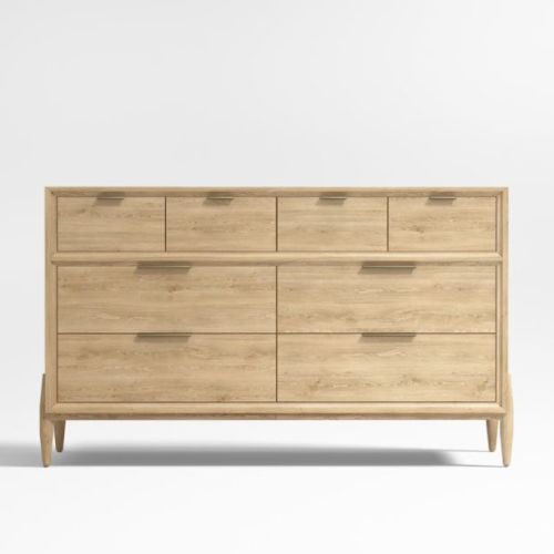 Crate & Kids Bodie Natural Oak Wood Wide 8-Drawer Kids Dresser