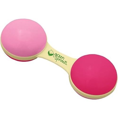 green sprouts Sprout Ware Dumbbell Rattle made from Plants | Encourages whole learning the healthy & natural way | Plant based, Easy to hold & shake, Playful rattle sound