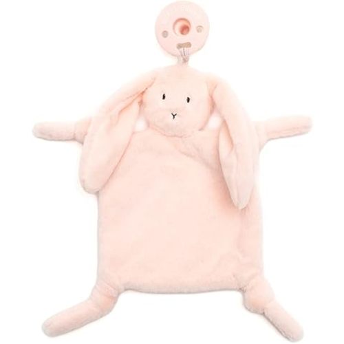 Bella Tunno Bubbi Buddy – Soft, Plush Lovey Pacifier Holder for Baby Pacifiers to Soothe, Comfort, and Bring Baby Teething Relief, Colorful Animal-Themed Baby Lovey (Bunny)