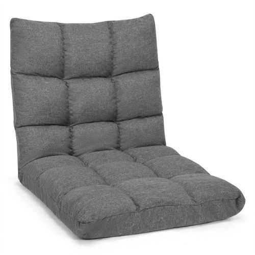 Costway Adjustable 14-Position Floor Chair Folding Lazy Sofa Lounge Chair Pink