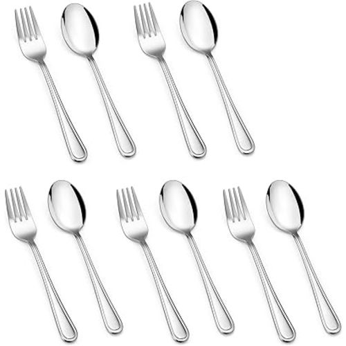 HaWare Toddler Utensils, 10-Piece Stainless Steel Toddler Silverware Sets Includes Spoons and Forks, Food-grade Children and Kids Eating Utensils for Self Feeding, Safety & Non-Toxic, Dishwasher Safe