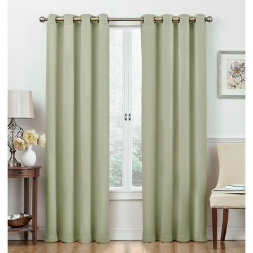 Kate Aurora Basic Jacquard 2 Piece Blackout Grommet Top Hotel Window Curtains - 52 In. W X 84 In. L, Sage