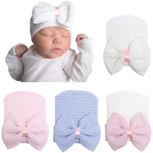 Newborn Baby Girl Hats with Bow No Scratch Cotton Toddler Infant Hat Beanie Caps Soft Newborn Hospital Hat 0-3 Months