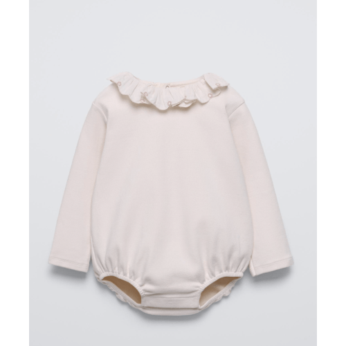 FLORAL EMBROIDERED COLLAR BODYSUIT - Pink | ZARA United States