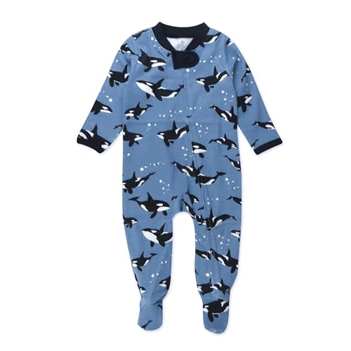 HonestBaby Baby Boys' Sleep and Play Footed Pajamas One-Piece Sleeper Jumpsuit Zip-front Pjs Organic Cotton